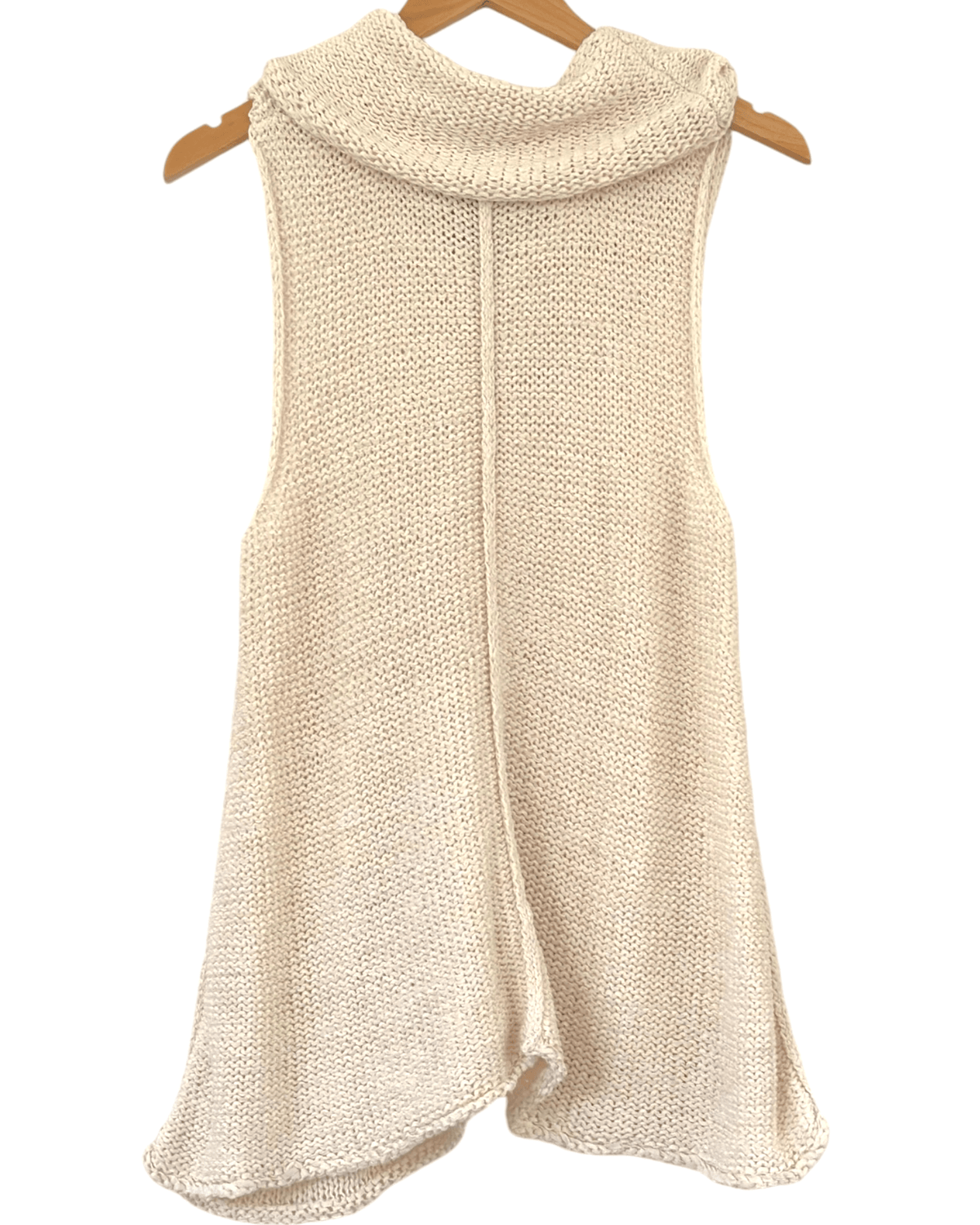 Warm Spring PURE HANDKNIT cream sleeveless cowl neck sweater