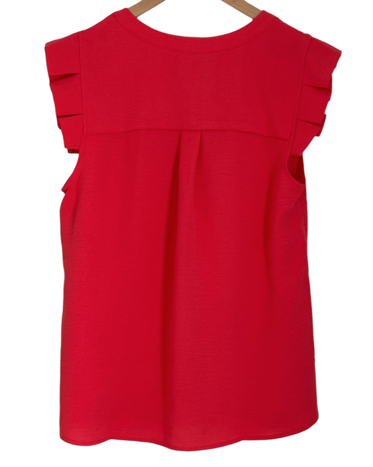 Warm Spring MONTEAU LOS ANGELES red split neck blouse