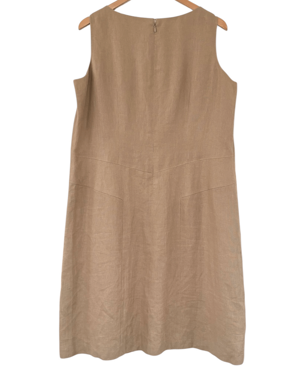 Warm Spring Fawn Sleeveless Linen Dress - Indigo Tones Warm Spring Fawn Sleeveless Linen Dress - Indigo Tones