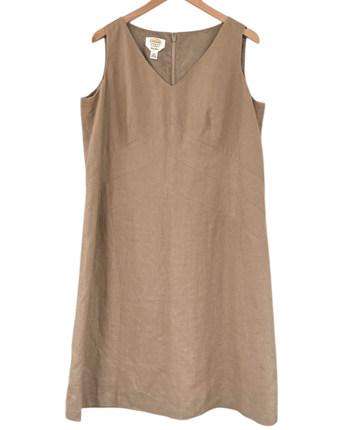 Warm Spring TALBOTS fawn sleeveless linen dress