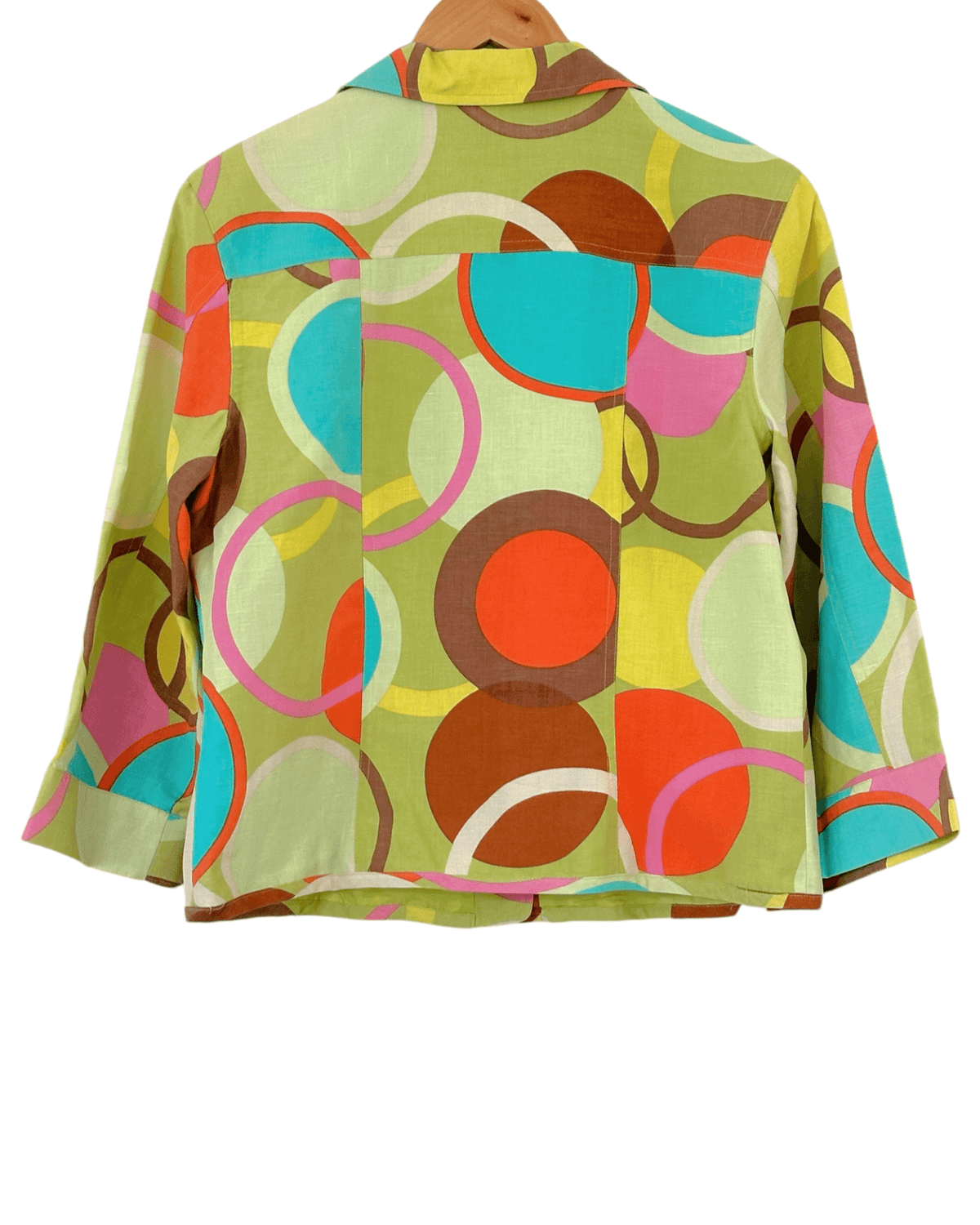 Warm Spring TRANSITIONS circle print silk and linen jacket