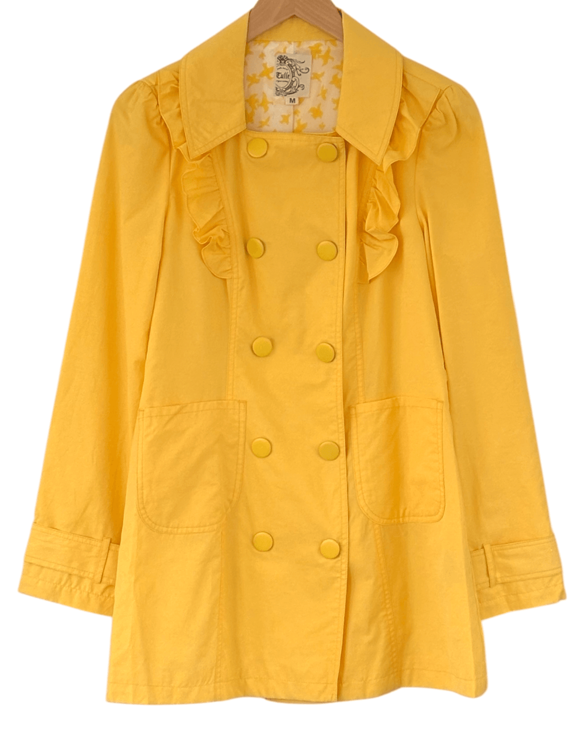 Warm Spring TULLE FOR ANTHROPOLOGIE butterfield yellow double breasted ruffle jacket