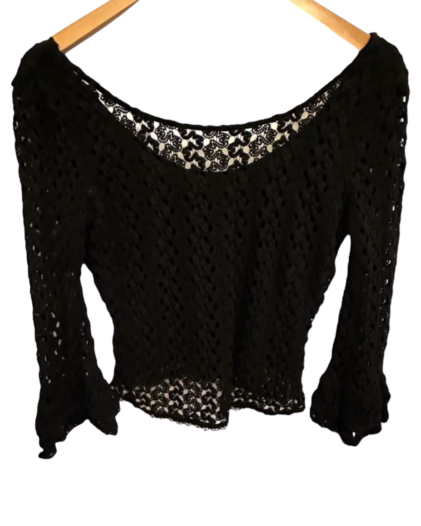 Winter Black Cropped Bell Sleeve Sweater