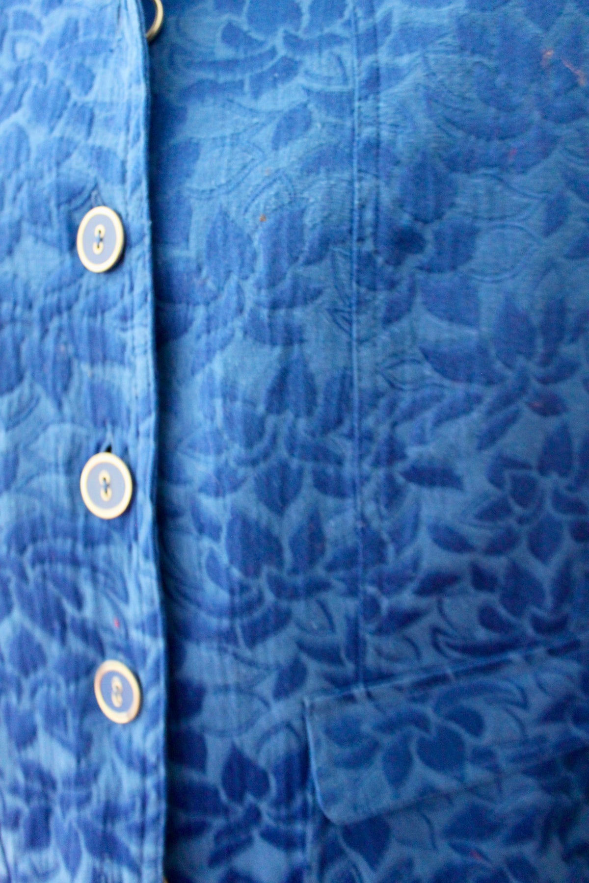 REBECCA MALONE Bright Winter blue jacquard jacket detail