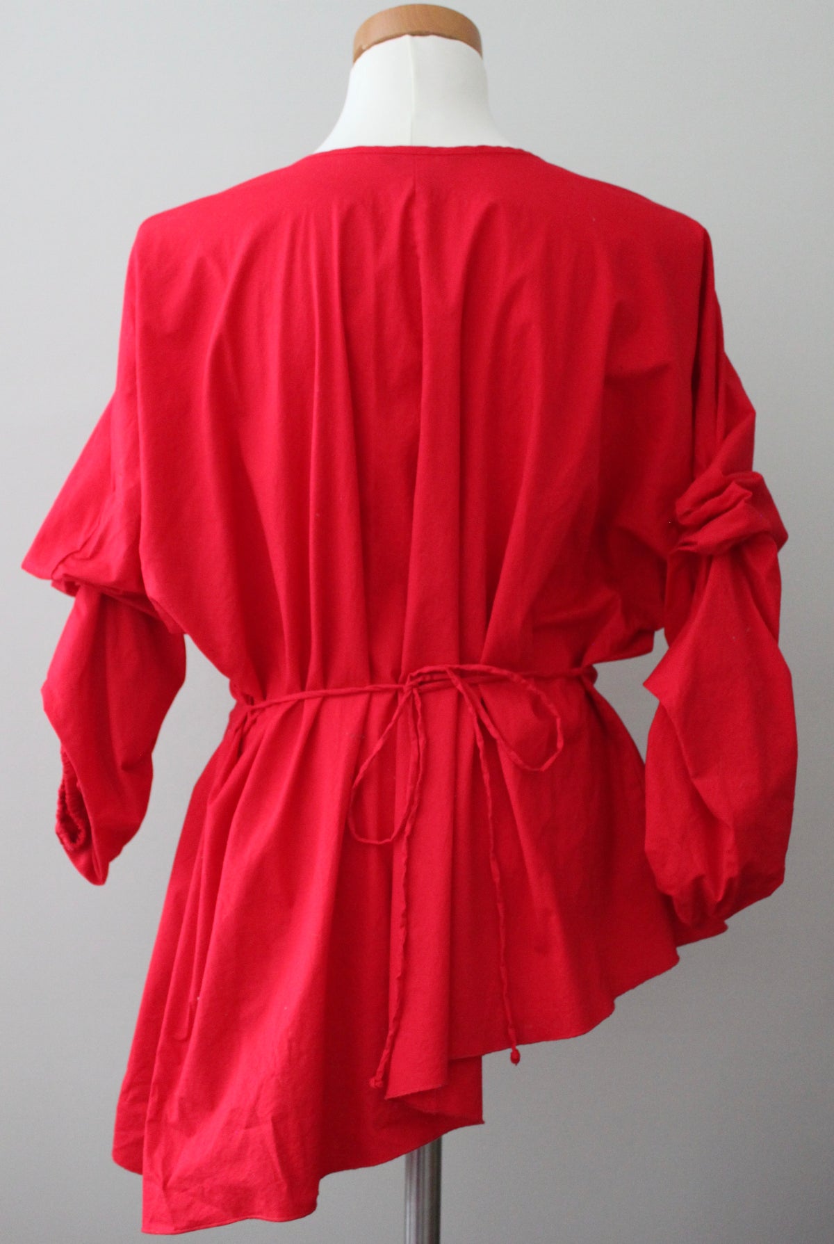 KENTARO for PROJECT RUNWAY Bright Winter red  asymmetrical hem tunic  back view