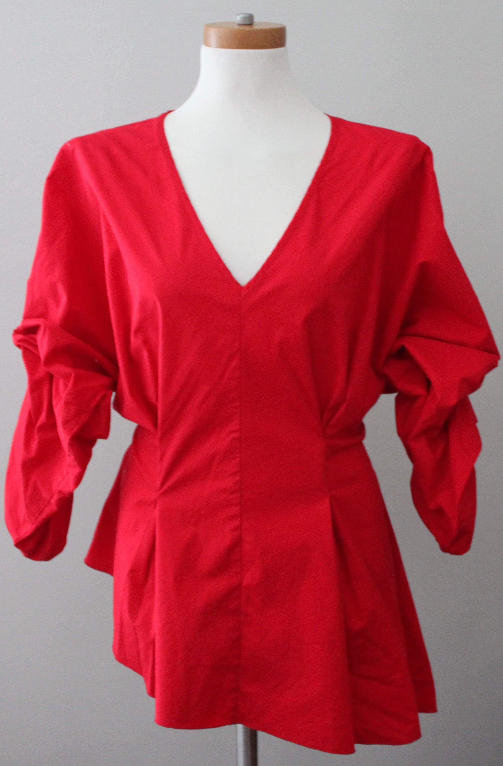 KENTARO for PROJECT RUNWAY Bright Winter red blouse. 