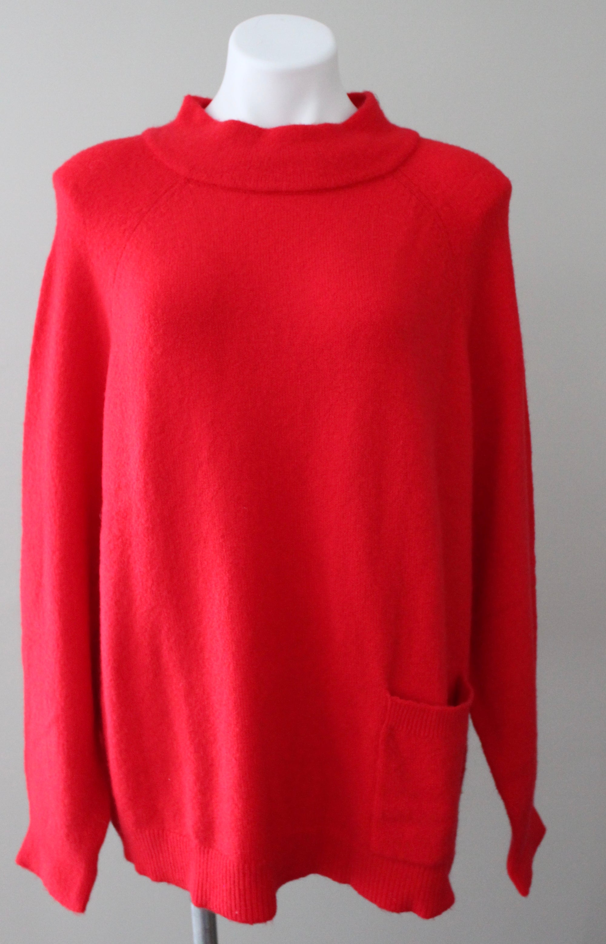 Bright Winter HALOGEN red chinoise pocket sweater 
