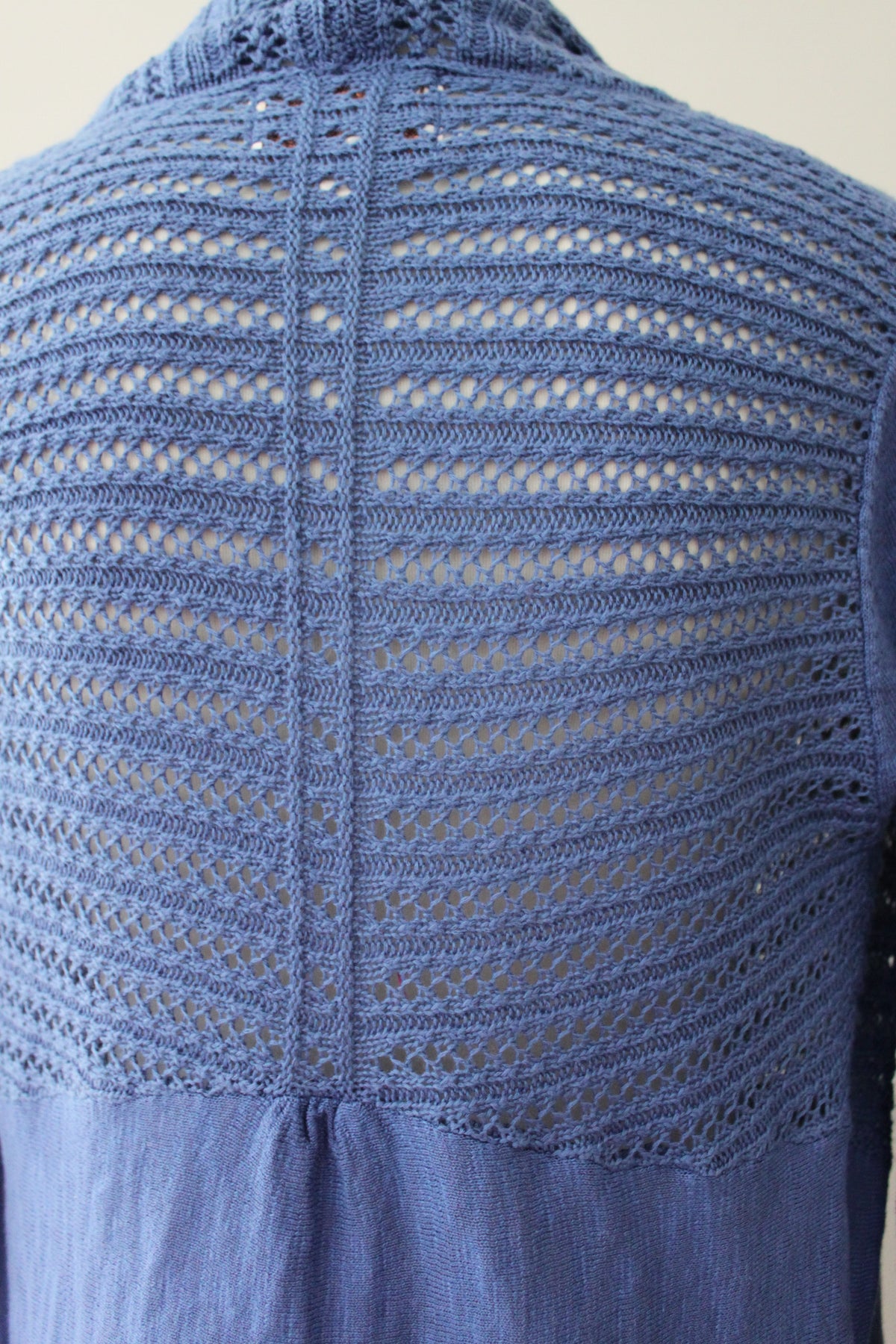 SMALL ﻿SKIES ARE BLUE﻿ Cool Summer blue cardigan sweater back view