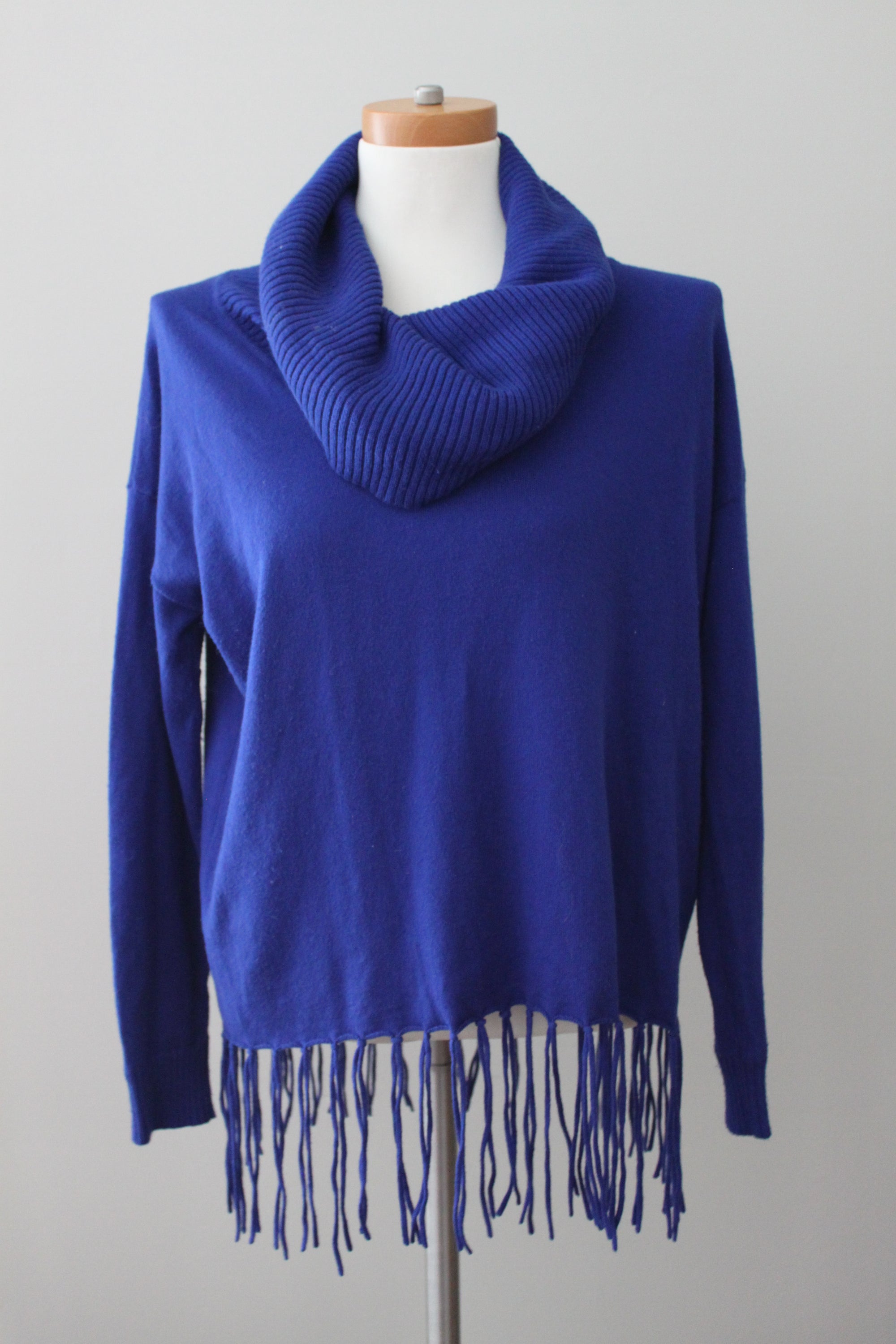 MICHAEL KORS﻿ Bright Winter blue fringe sweater