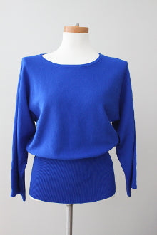 Bright Winter CABLE &amp; GAUGE electric blue sweater