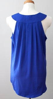 ANTILIA FEMME Bright Winter Vibrant Blue Pleated Back Top