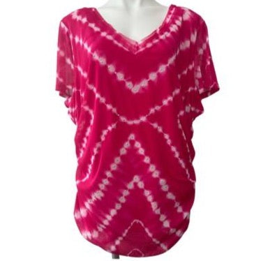 Bright Winter INC International Concepts orchid bloom pink tie-dye diamond blouse top