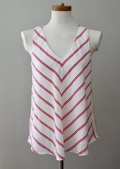 Bright Winter CYNTHIA ROWLEY red white stripe top