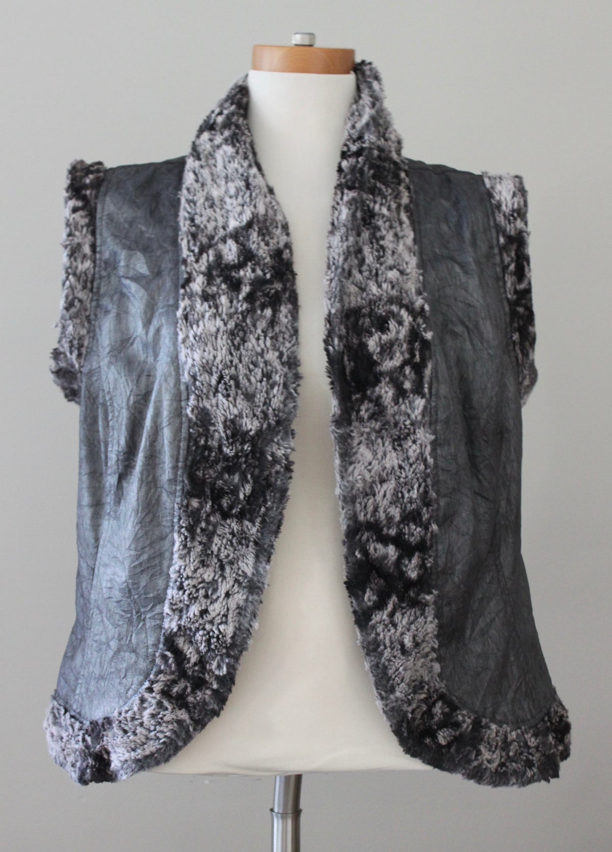 JOSEPH RIBKOFF Dark Winter metallic faux fur vest