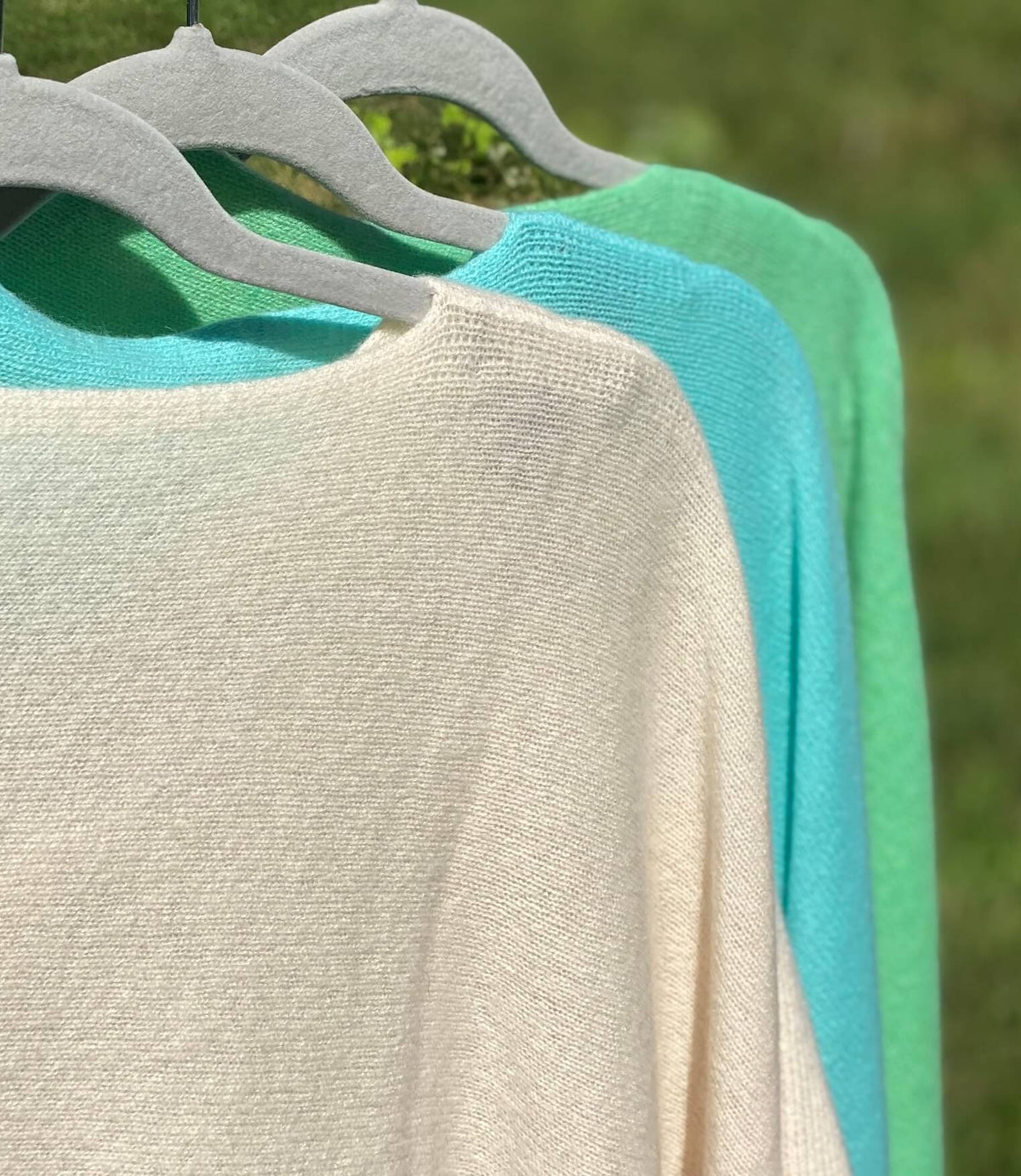 Indigo Tones 100% Cashmere Ponchos Light Spring Collection