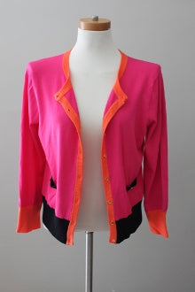CABLE AND GAUGE Bright Spring contrast knit cardigan