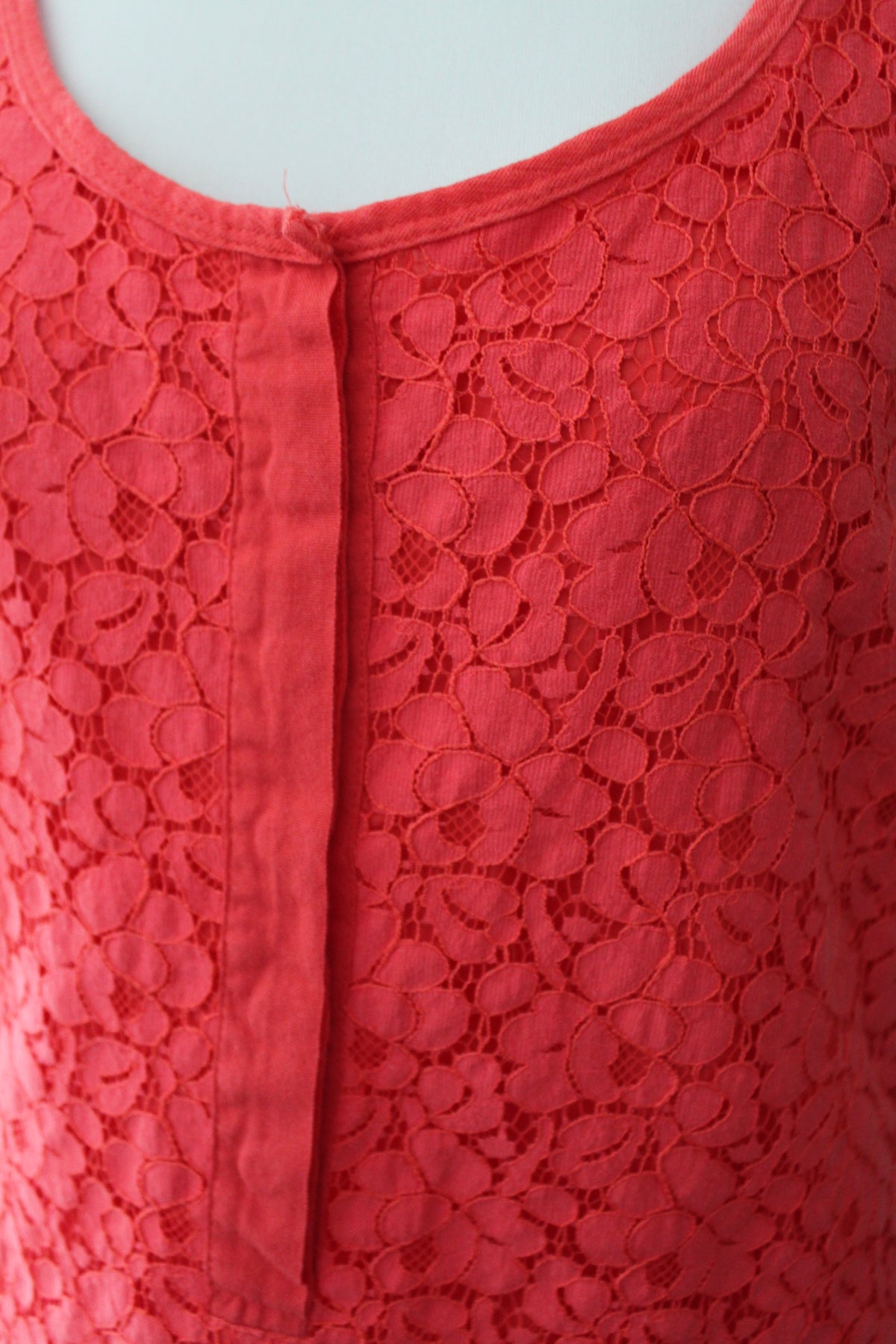 J CREW Bright Spring orange red lace top detail