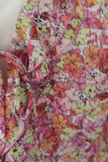 JM COLLECTION Light Spring pink floral ruffled blouse