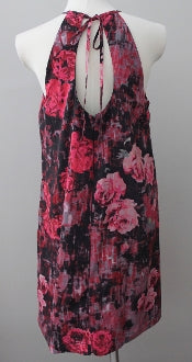 ECI Dark Winter rose floral halter dress