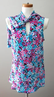 NINE WEST Bright Winter multi print silky blouse