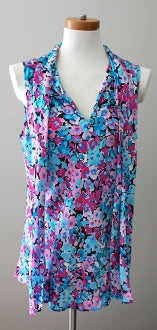 NINE WEST Bright Winter multi print silky blouse