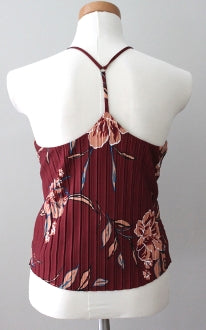 LEITH Dark Autum burgundy floral top