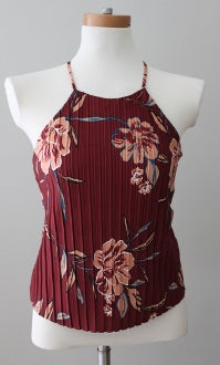 LEITH Dark Autum burgundy floral top