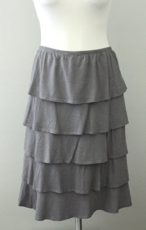 GARNET HILL Soft Summer ruffled tiered gray skirt