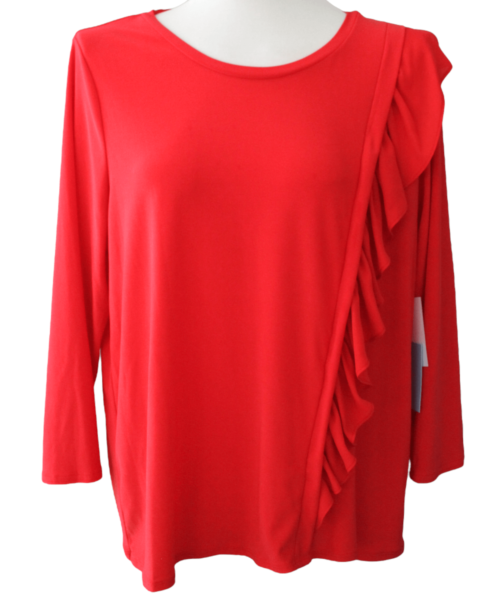 Bright Spring magma red ruffle top