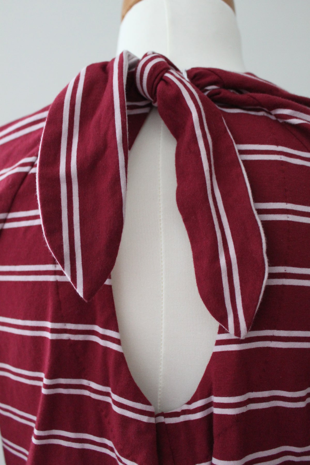 FREE PEOPLE Soft Summer pink and burgundy striped tie-back top 