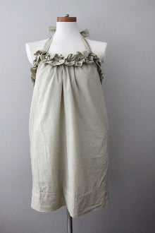 TO THE MAX by MAX AZRIA Warm Autumn Ruffle Halter khaki dress