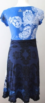DESIGUAL Dark Winter blue floral print dress