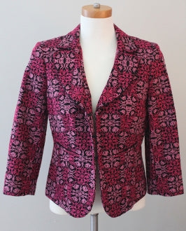 TALBOTS Dark Winter burgundy embroidered print jacket