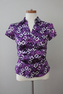 ANN TAYLOR cool winter purple geometric top