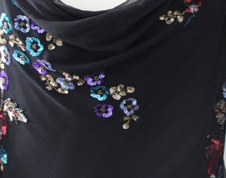SCALA Bright Winter black sequin romantic top