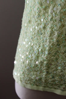TALBOTS Light Spring pale green sequins top