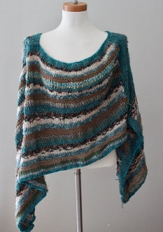 Handcrafted Soft Autumn striped knit poncho