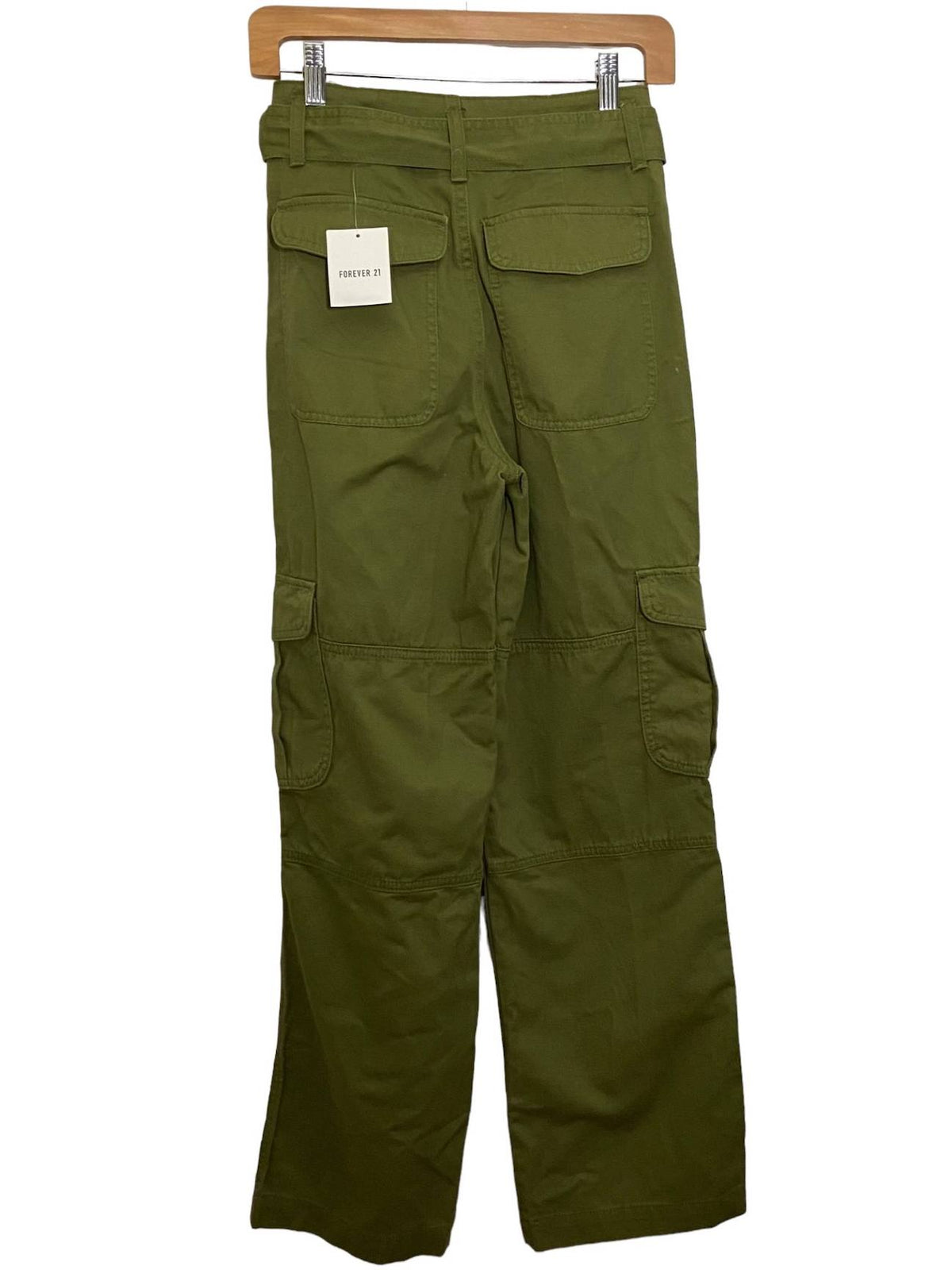 Warm Autumn FOREVER@! olive green tie-belt cargo pant