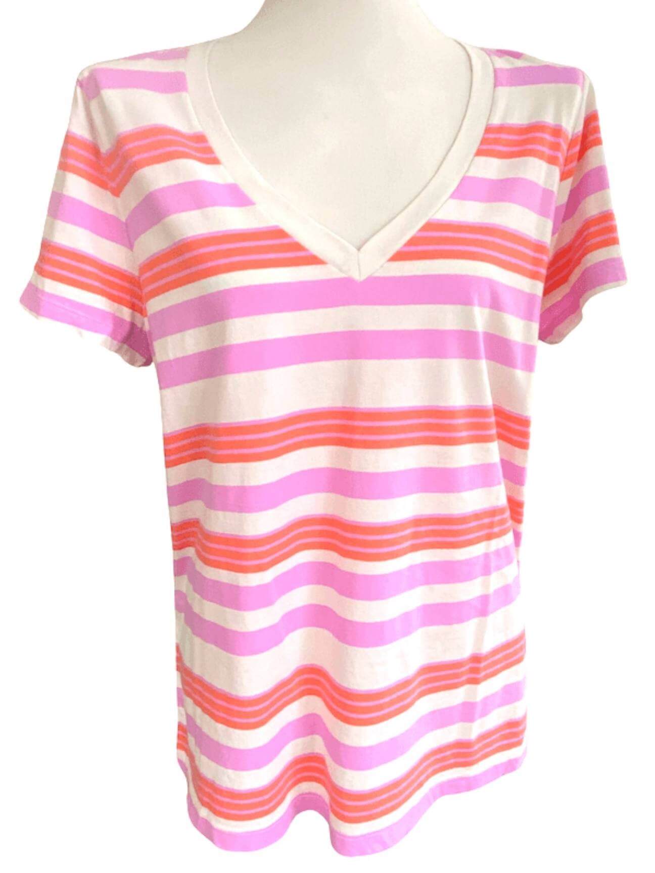 Bright Spring GAP coral pink striped tee