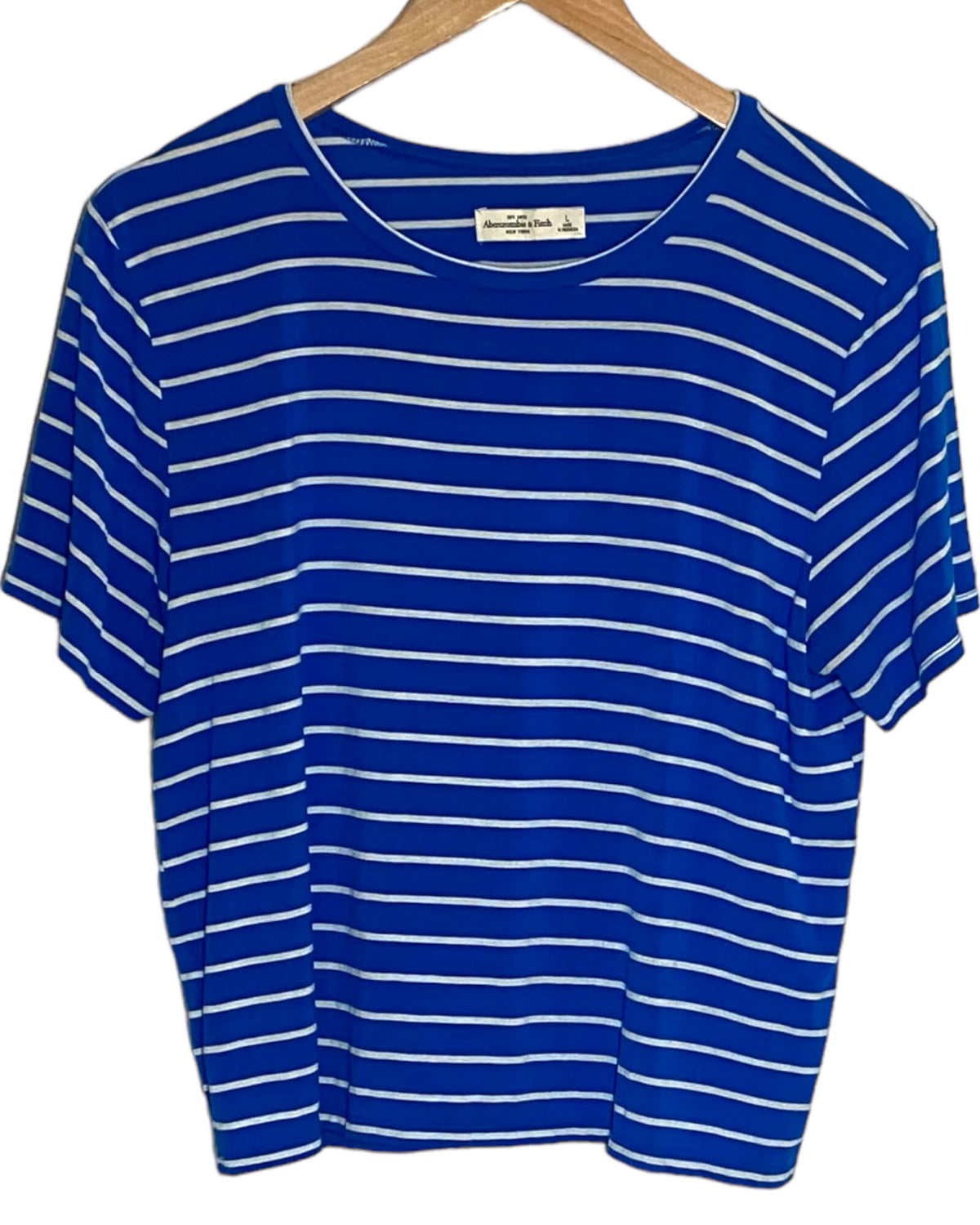 Bright Spring ABERCROMBIE &amp; FITCH blue and white stripe tee