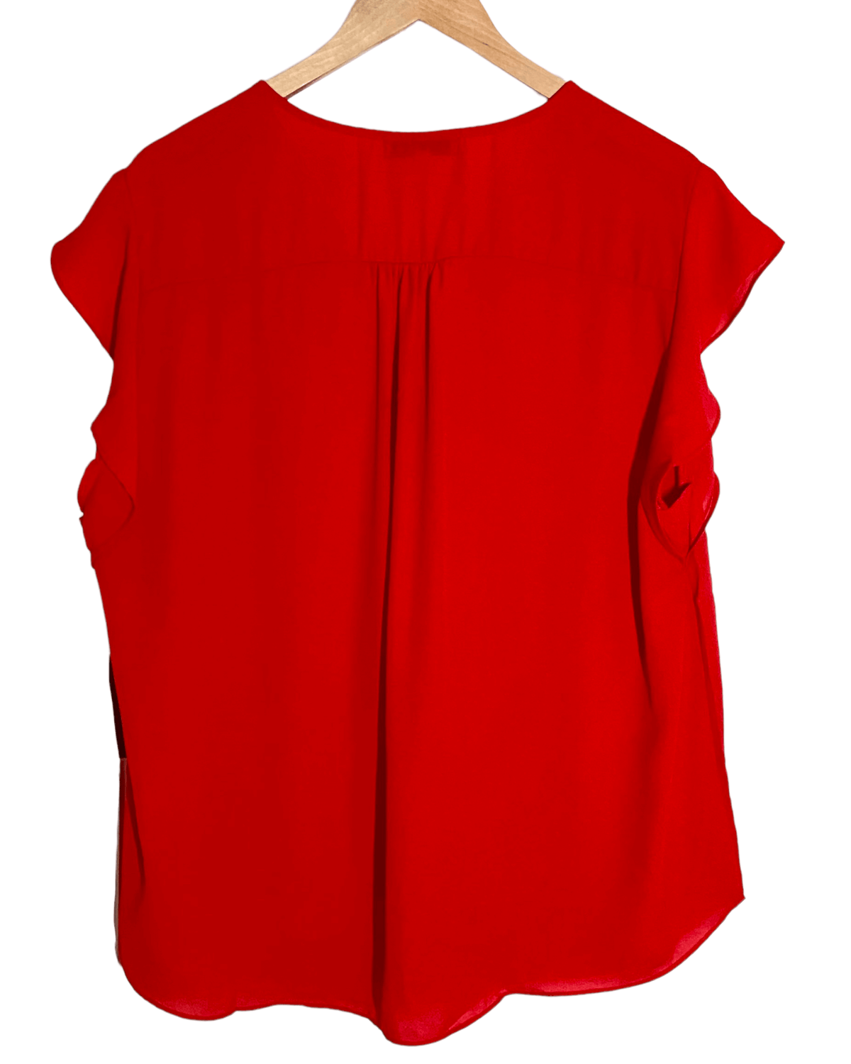 Bright Spring CHAUS NEW YORK poppy red flutter sleeve top