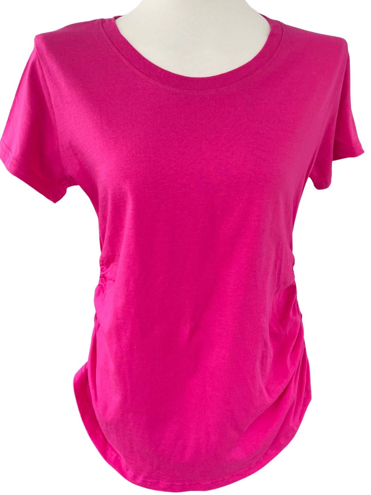 Bright Spring CRAZY DOG peony pink ruched tee