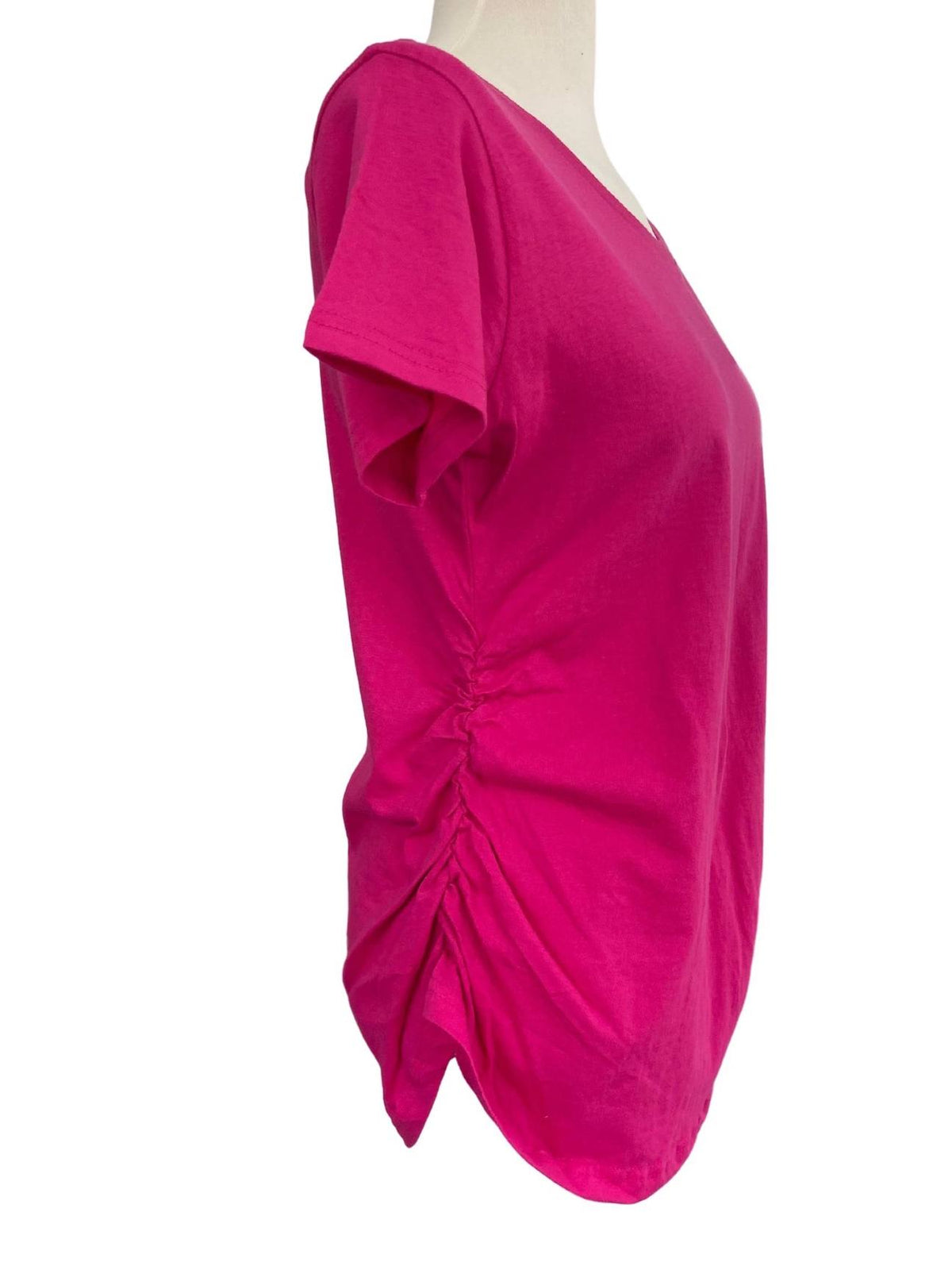 Bright Spring CRAZY DOG pink ruched t-shirt