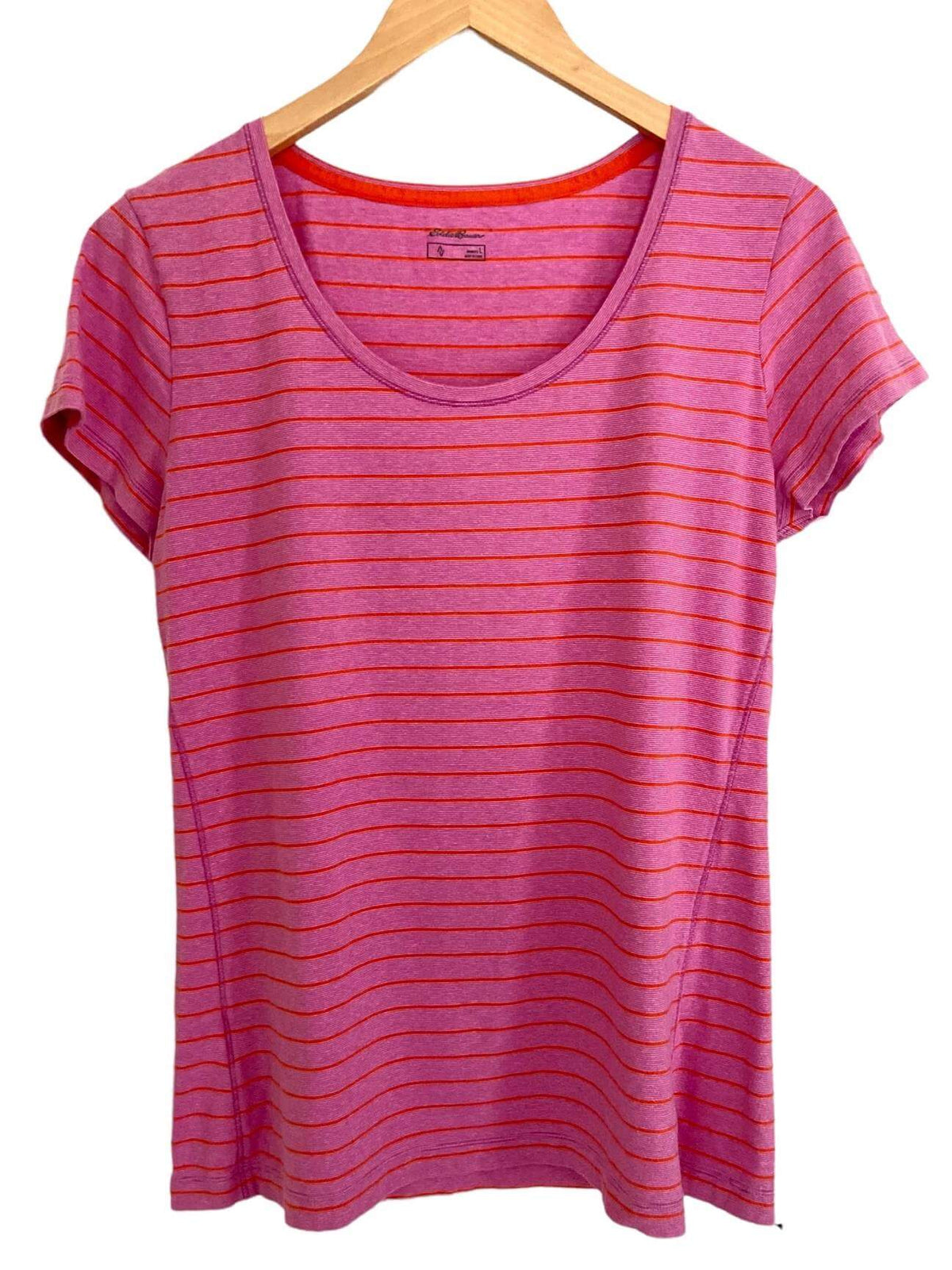 Bright Spring EDDIE BAUER striped scoop neck tee