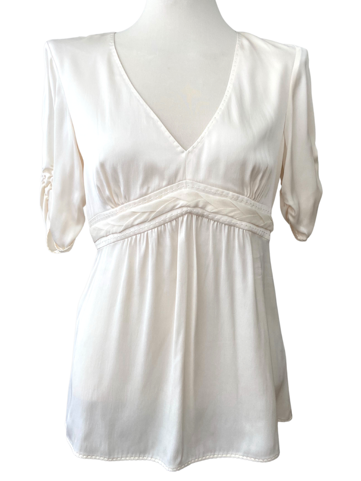 Bright Spring ELLIE TAHARI ivory silk braided blouse