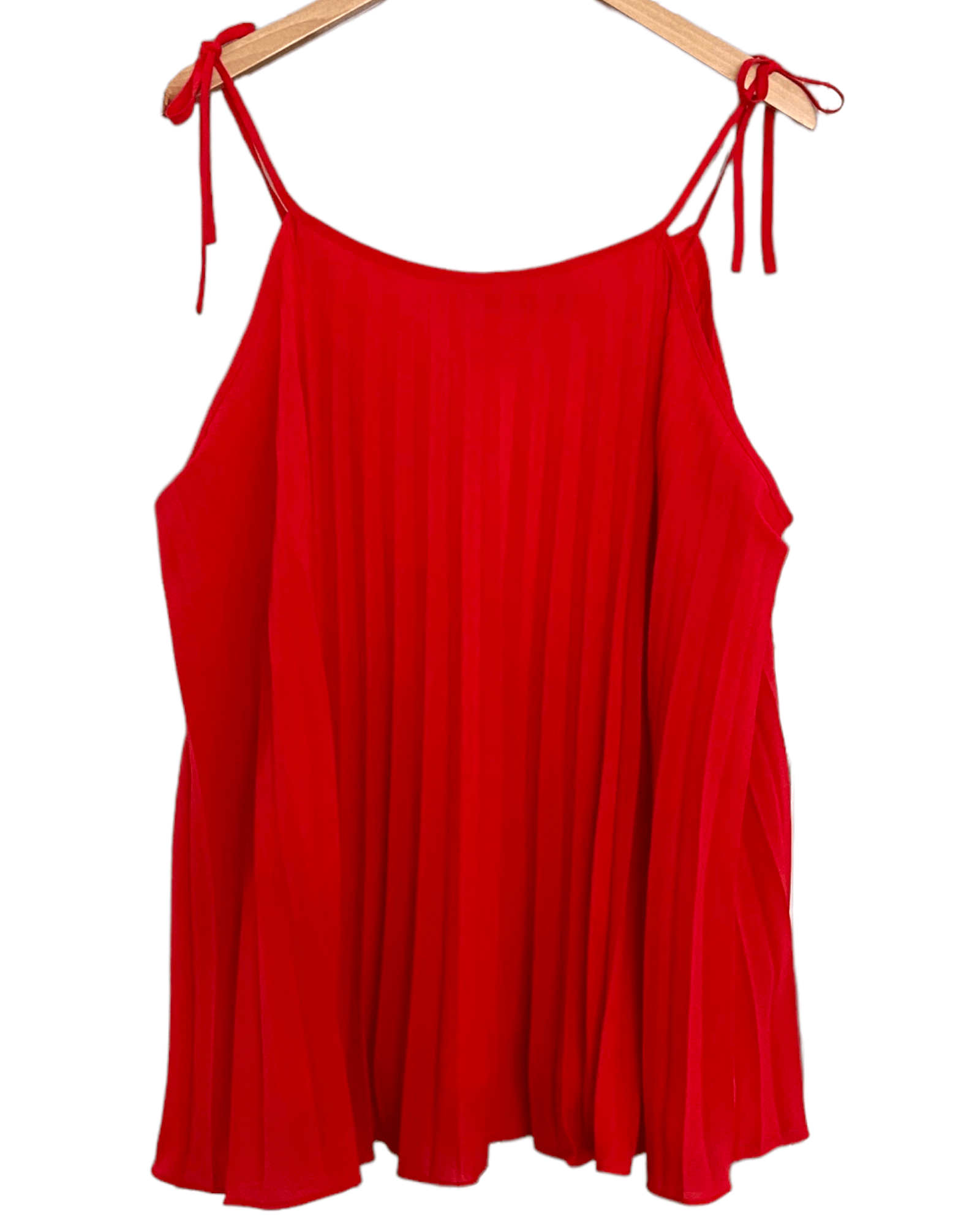 Bright Spring I.N.C INTERNATIONAL CONCEPTS WOMAN poppy red pleated tie shoulder swing top 