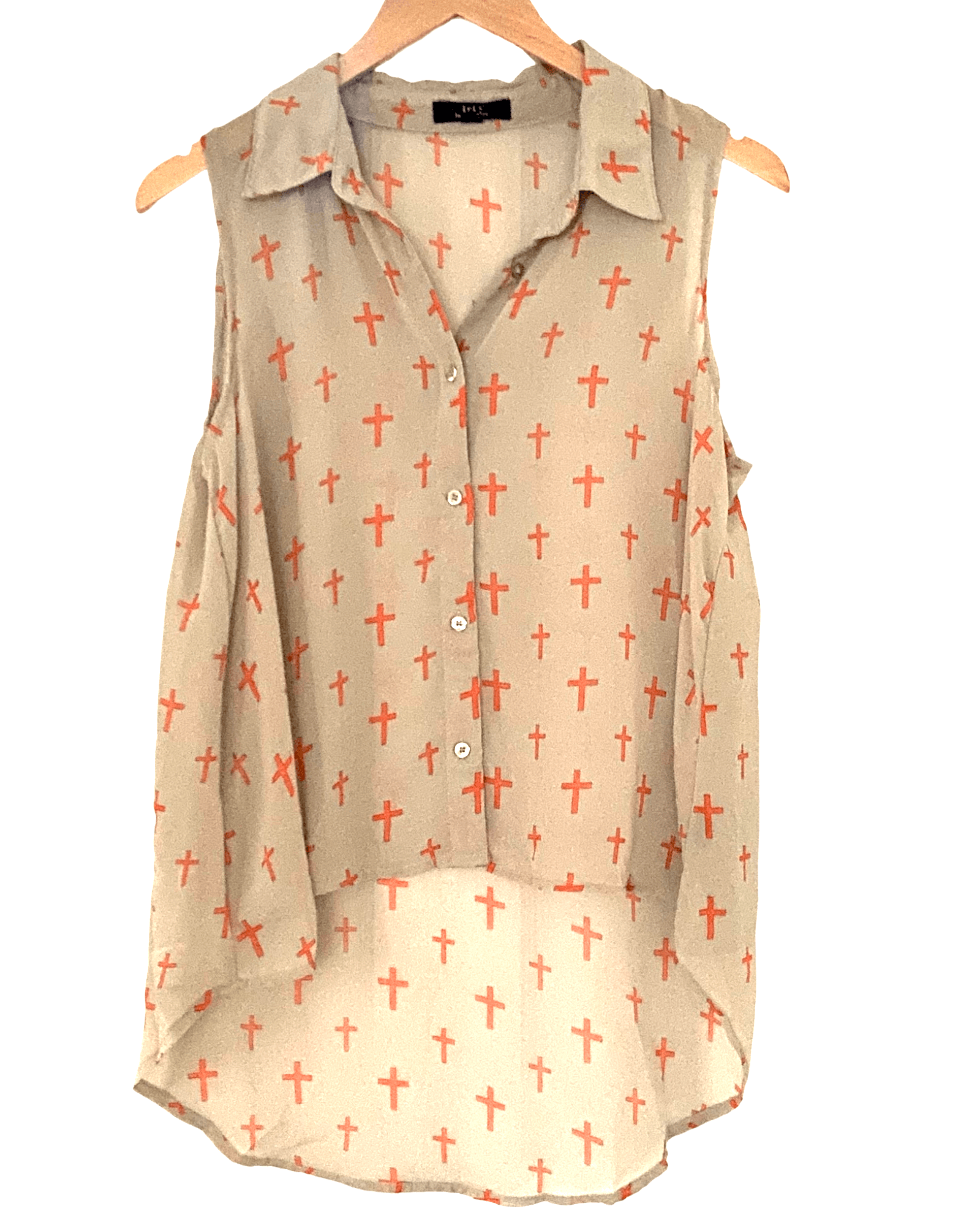 Bright Spring IRIS LOS ANGELES cross print sleeveless shirt top blouse