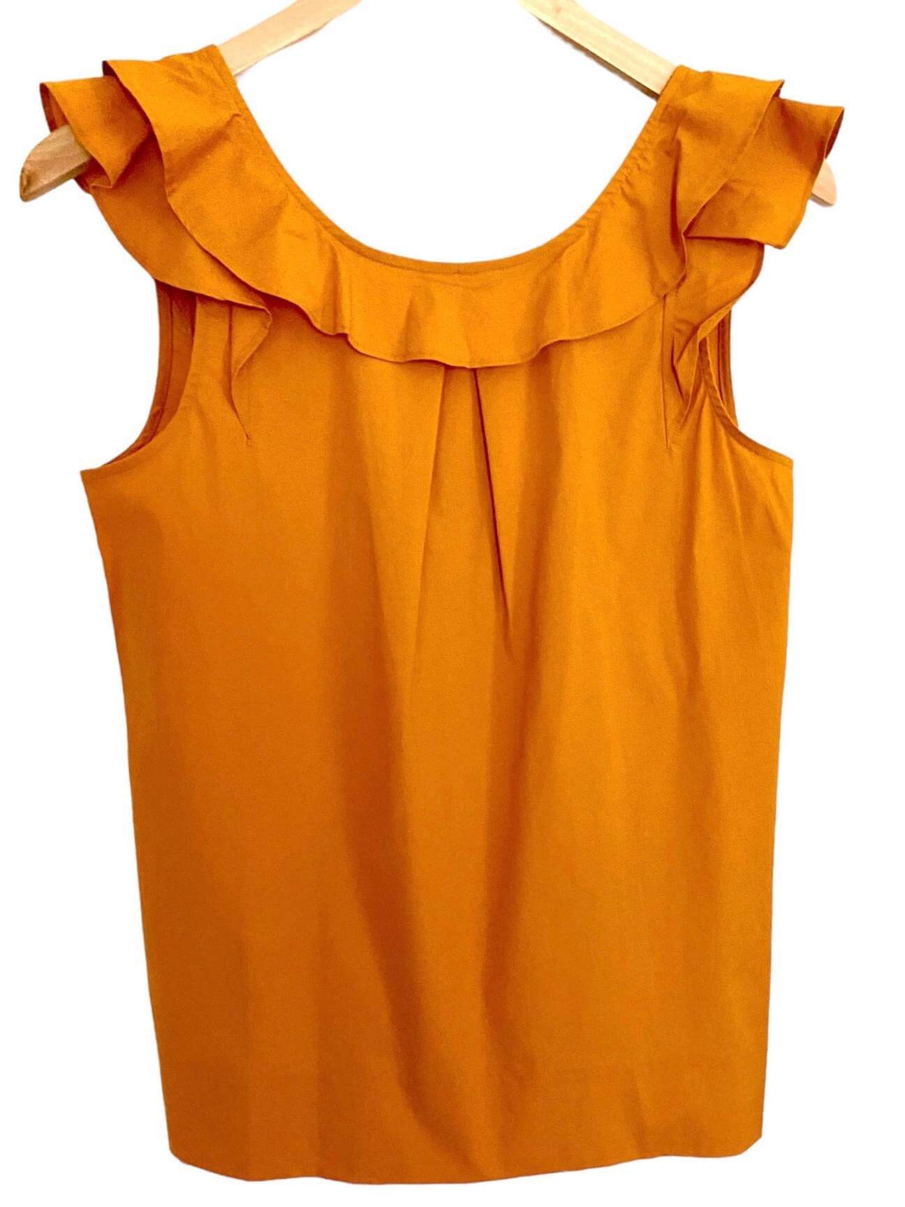 Bright Spring J.CREW gold sleeveless ruffle top