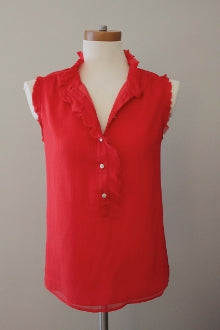 J CREW Bright Spring poppy ruffle top