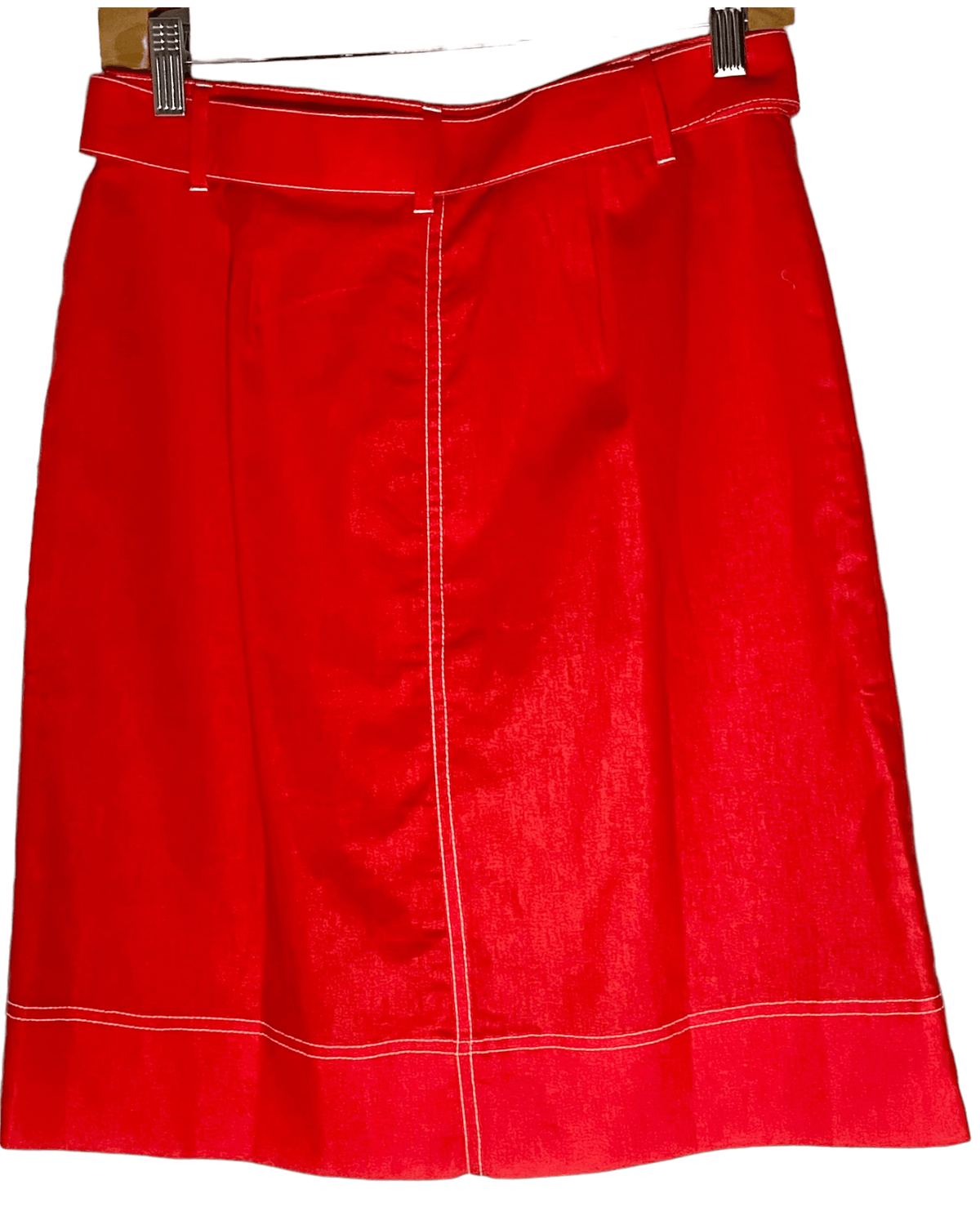 Bright Spring J.CREW persimmon red linen button through belted skirt